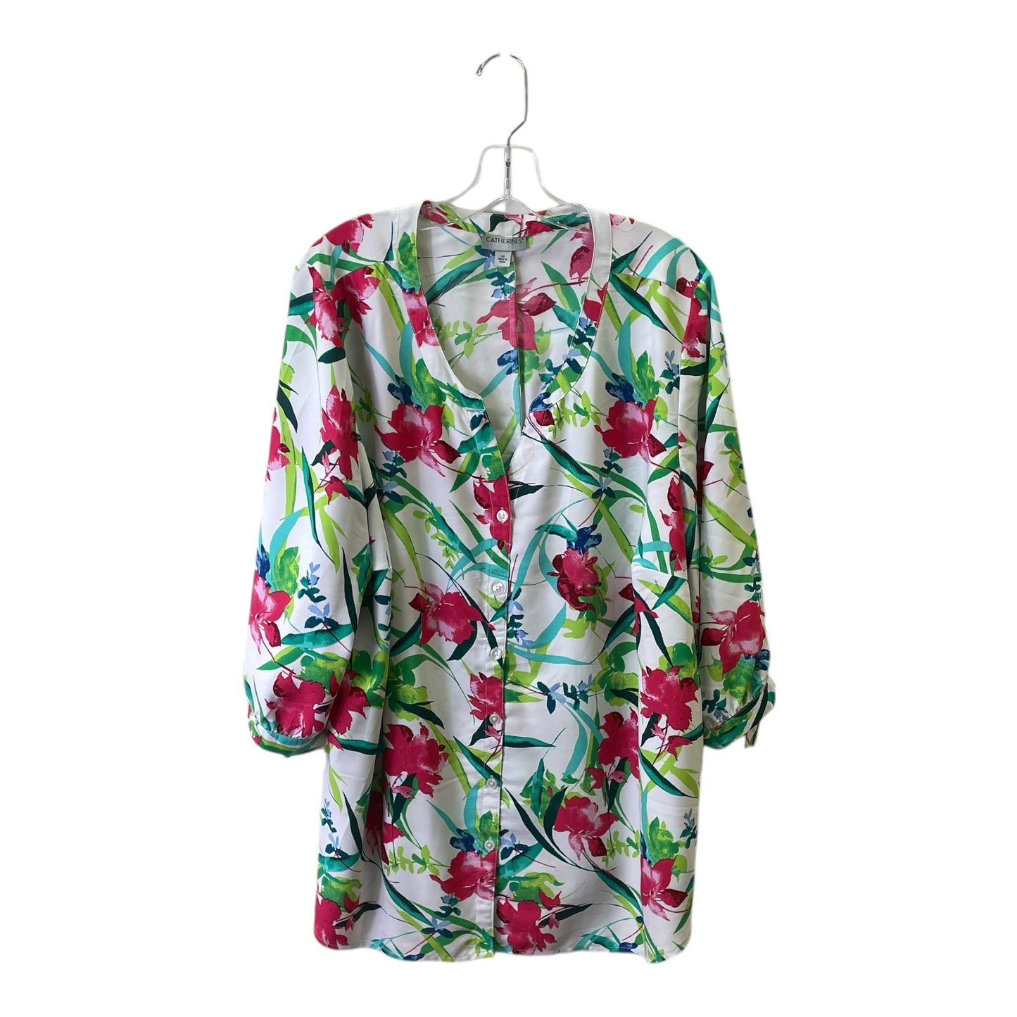 Top 3/4 Sleeve By Catherines In White, Size:2X