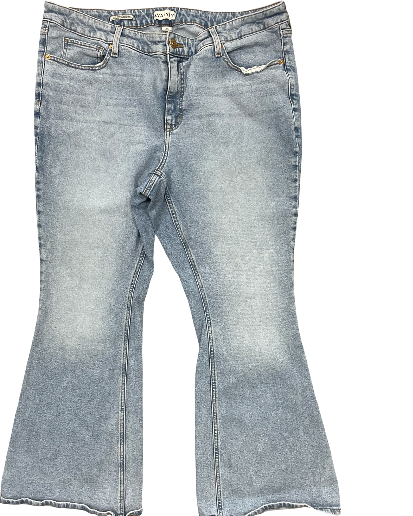 Jeans Flared By Ava & Viv In Blue Denim, Size:20