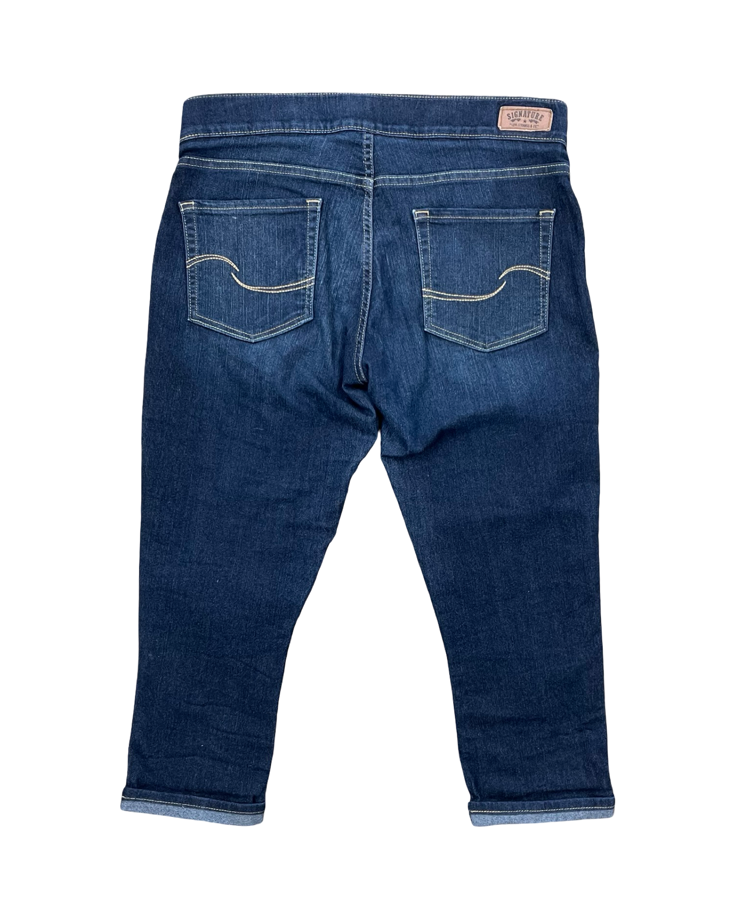 Jeans Cropped By Levis In Blue Denim, Size:16