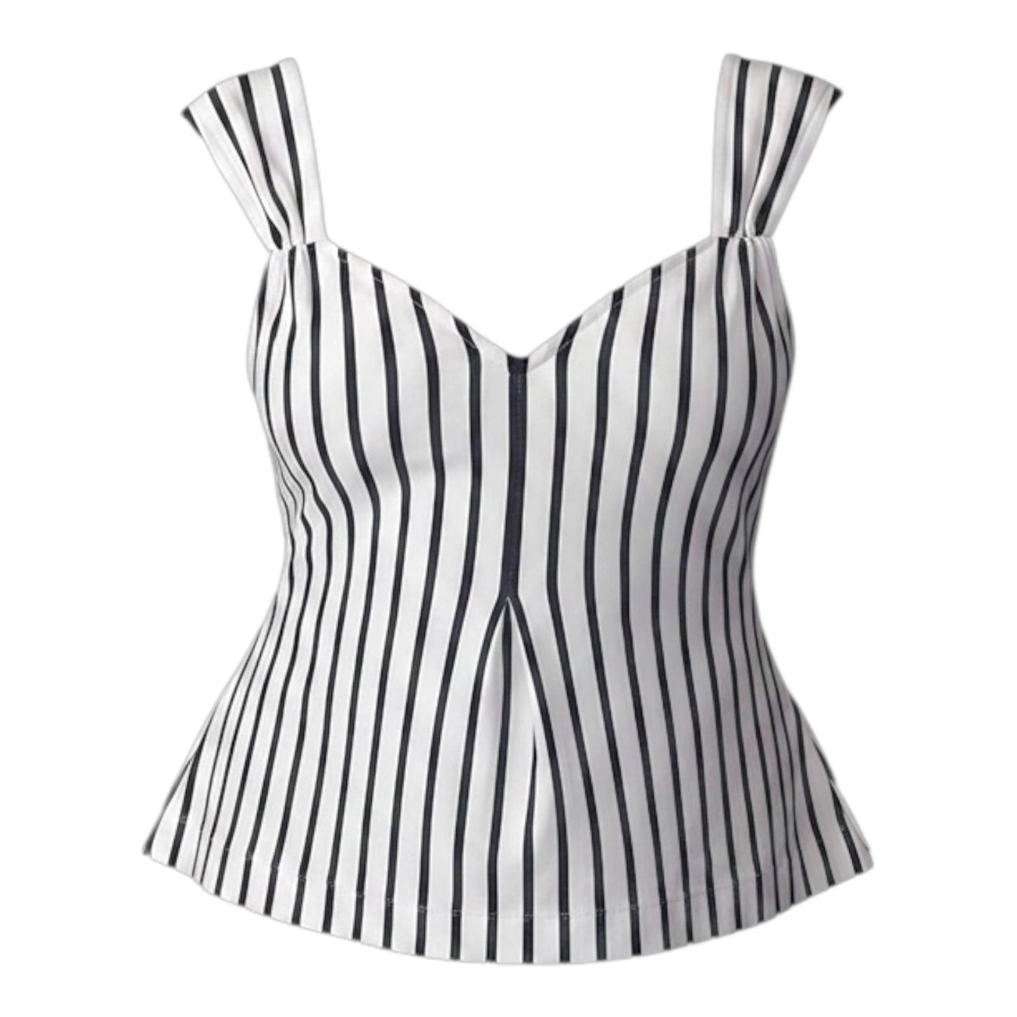 V-Neck Fit-and-Flare Tank By Maeve In Striped Pattern, Size: L