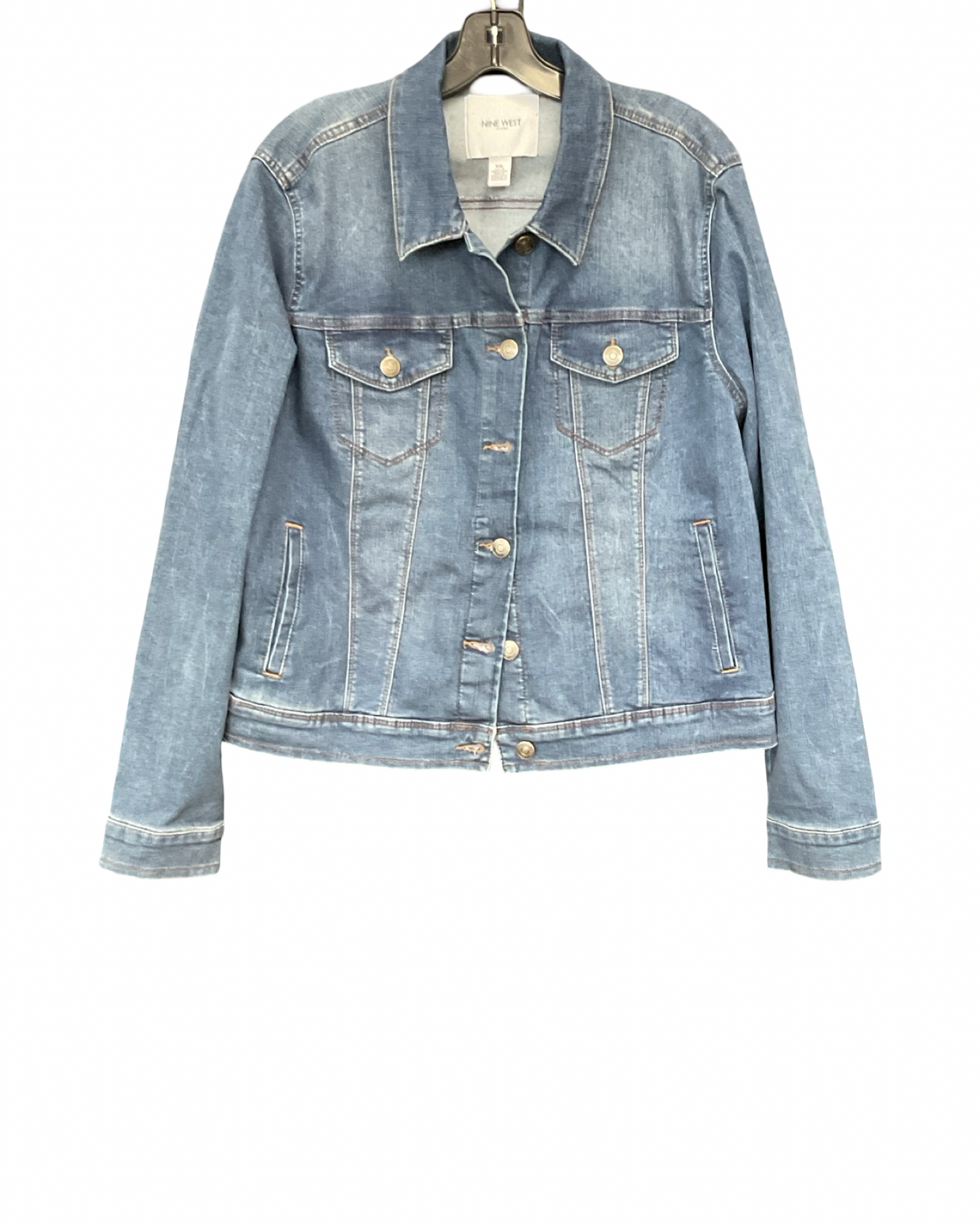 Jacket Denim By Nine West In Blue Denim, Size:1X