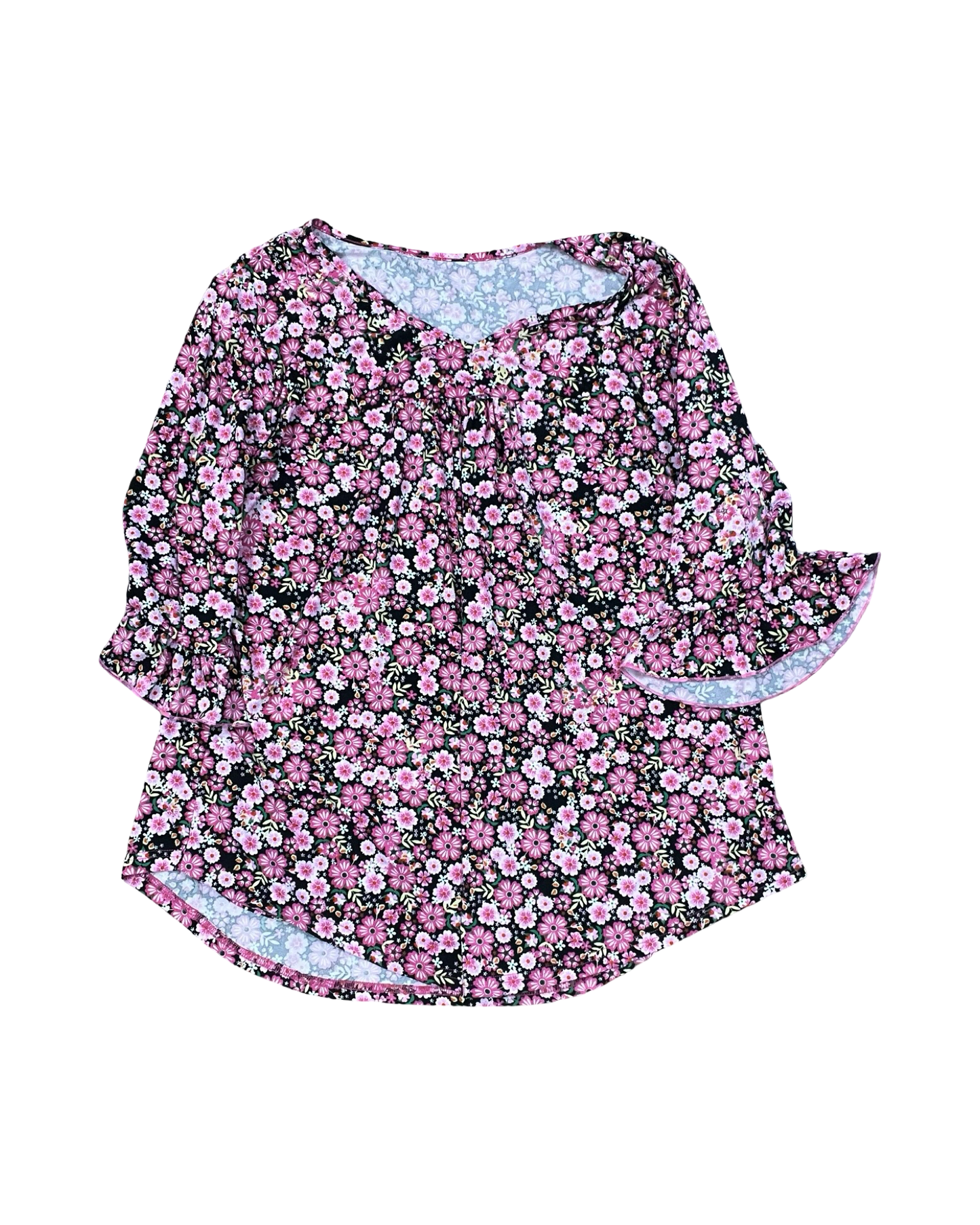 Top 3/4 Sleeve By Clothes Mentor In Floral Print, Size:Xl