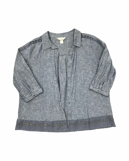 Top 3/4 Sleeve By Christopher And Banks In Blue, Size:L