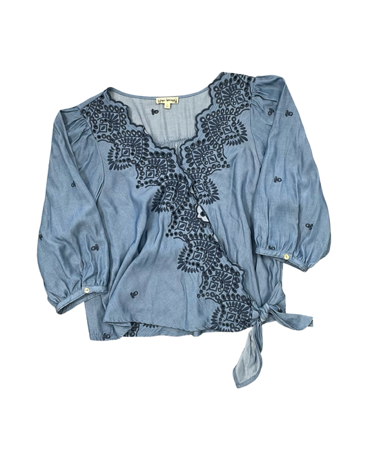 Top 3/4 Sleeve By Clothes Mentor In Blue, Size:L