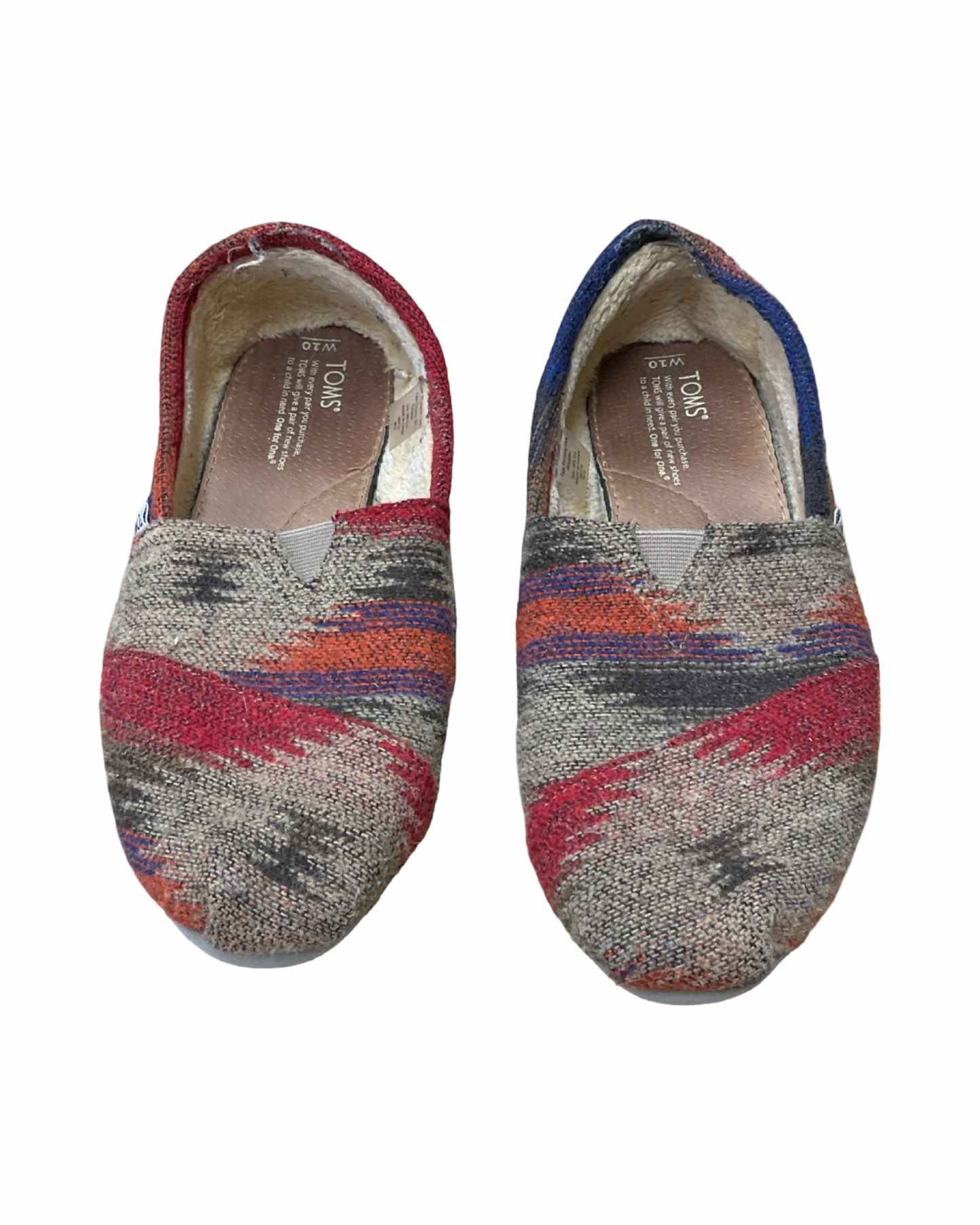 Shoes Flats By Toms In Red & Tan, Size:10