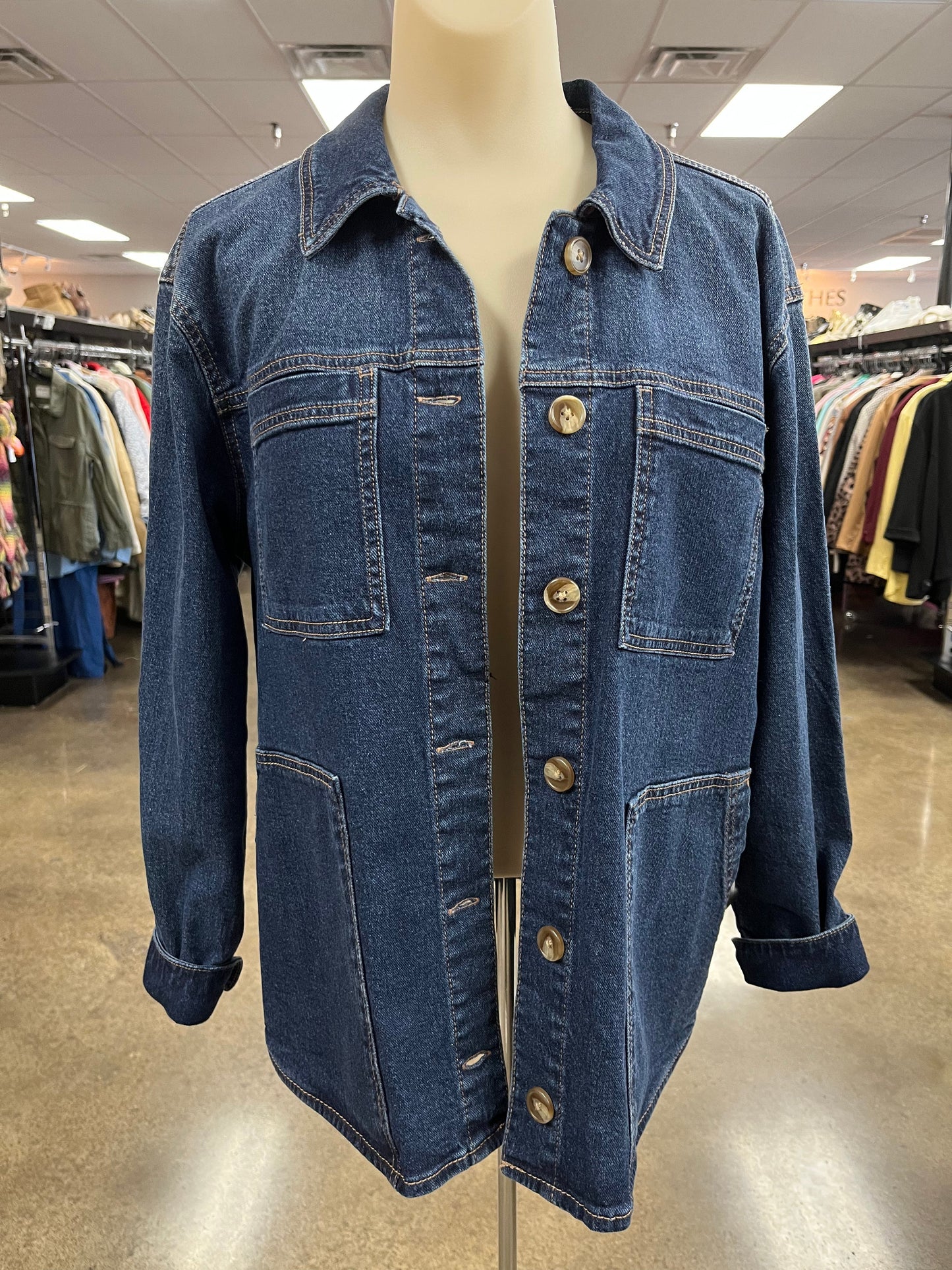 Jacket Denim By Wonderly In Blue Denim, Size:Sp
