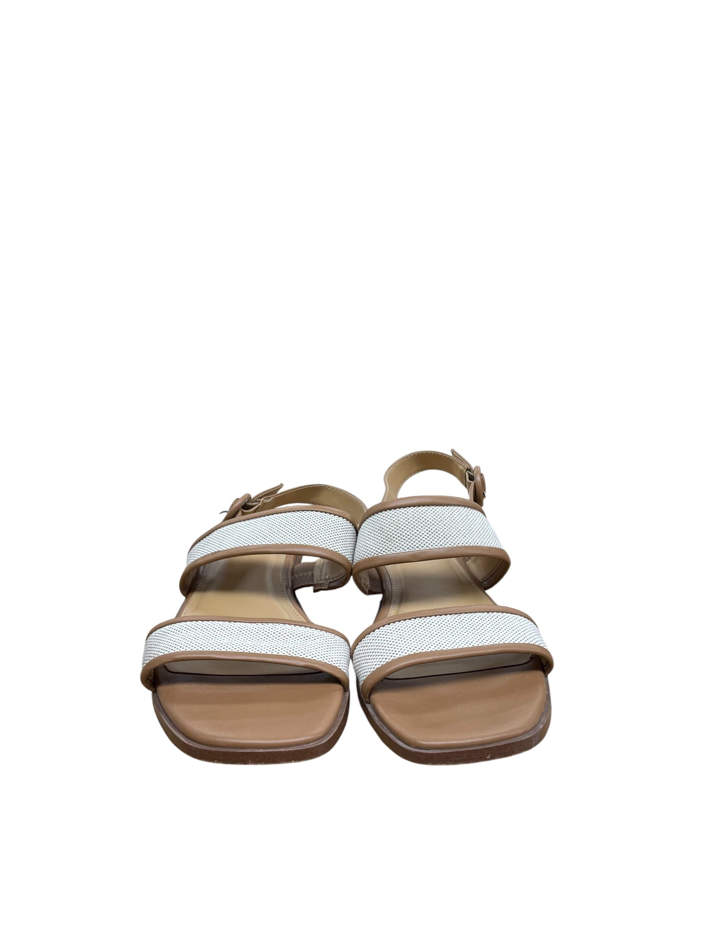 Sandals Flats By J. Crew In Tan & White, Size:7.5