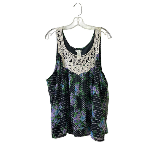 Top Sleeveless By Ultra Pink In Black & Green, Size:3X