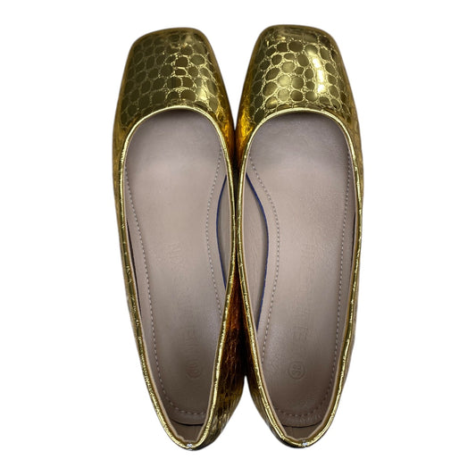 Shoes Heels Block By Clothes Mentor In Gold, Size:7.5