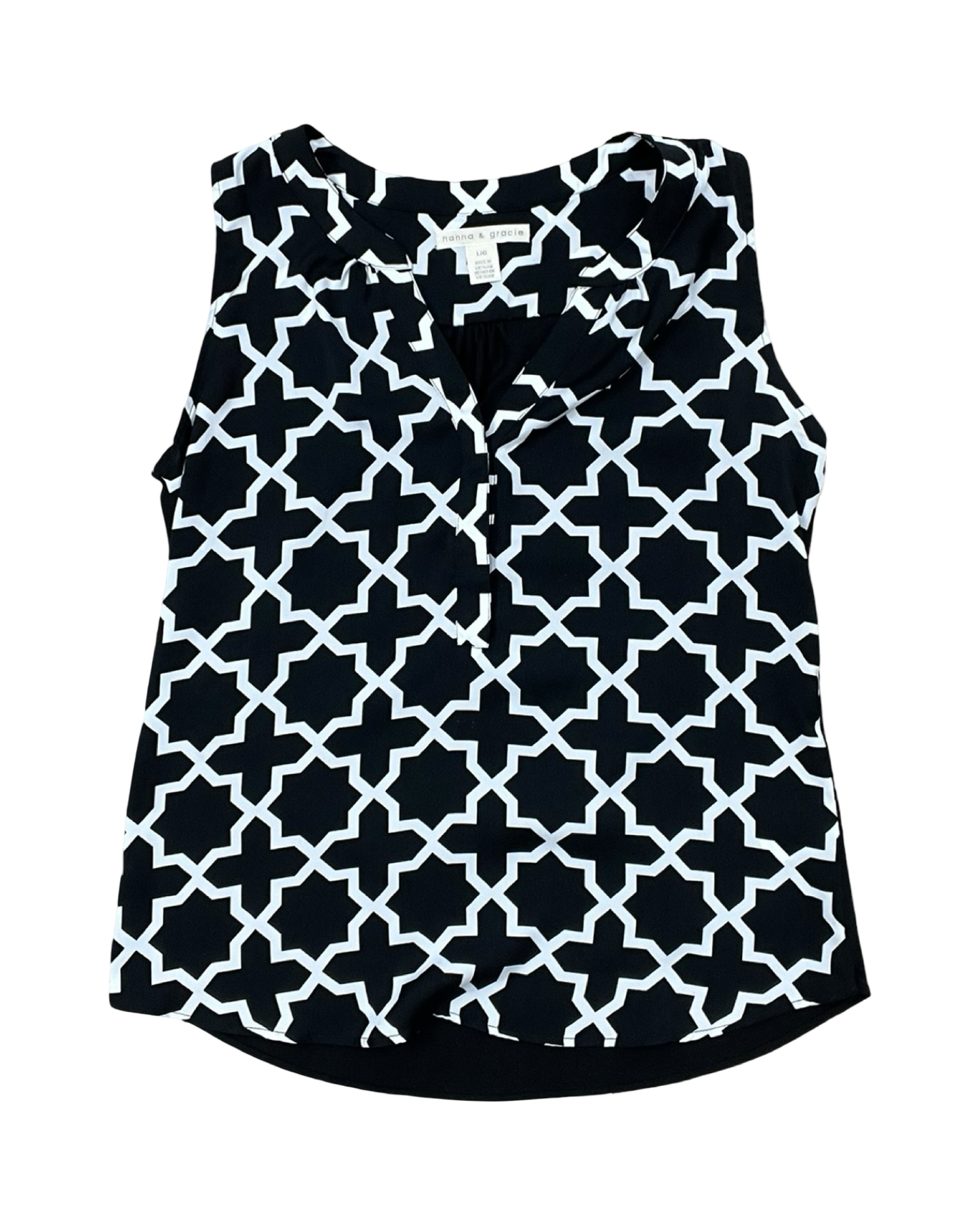 Top Sleeveless By Clothes Mentor In Black & White, Size:L