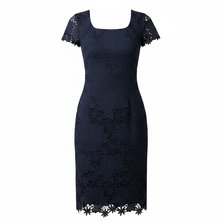 Marta Dress Designer By Lilly Pulitzer In True Navy Truly Floral Lace, Size: 6