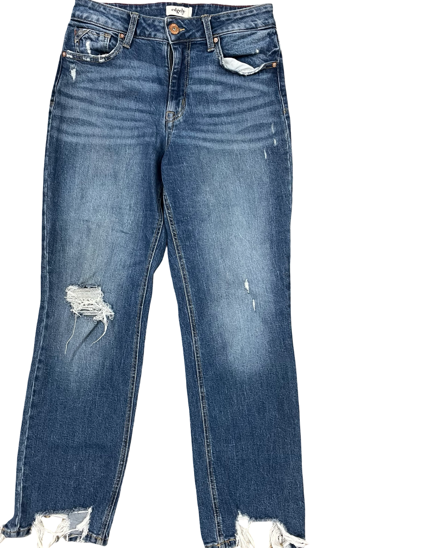Jeans Straight By Edgely In Blue Denim, Size:8