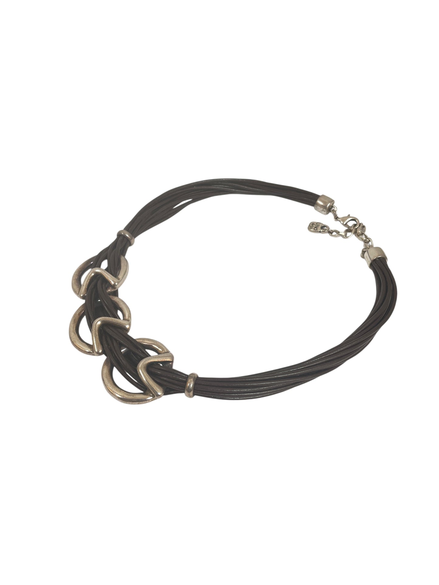 Necklace Sterling Silver By Uno De 50 In Brown & Silver