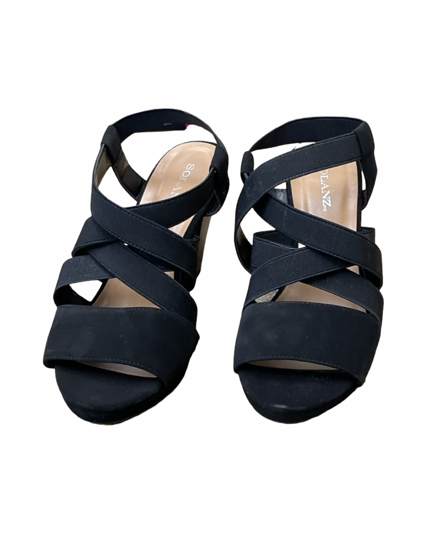 Sandals Heels Block By Solanz In Black, Size:8.5