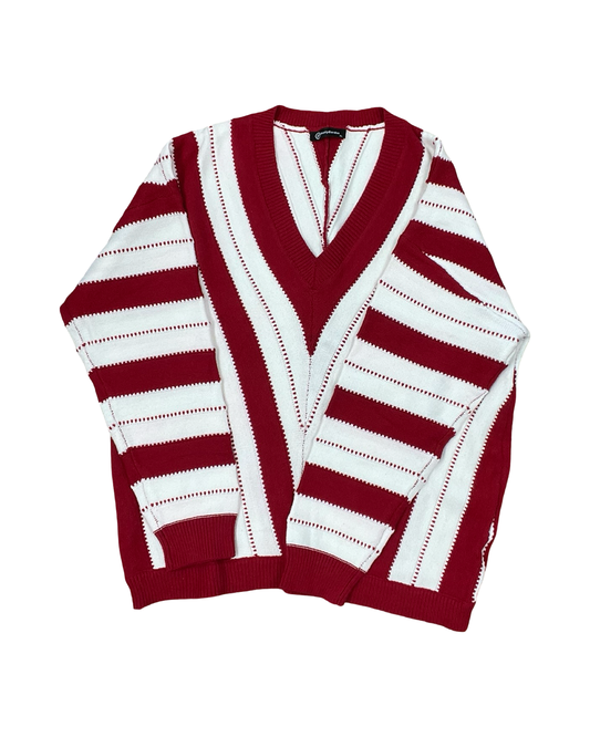 Sweater By Pretty Little Thing In Red & White, Size:Xl