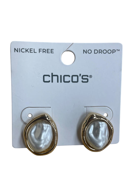 Earrings Stud By Chicos In Gold & White