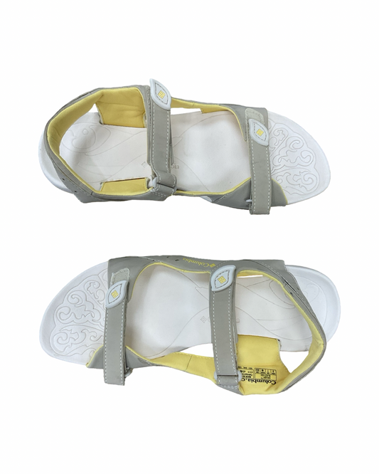 Sandals Flats By Columbia In White & Yellow, Size:9