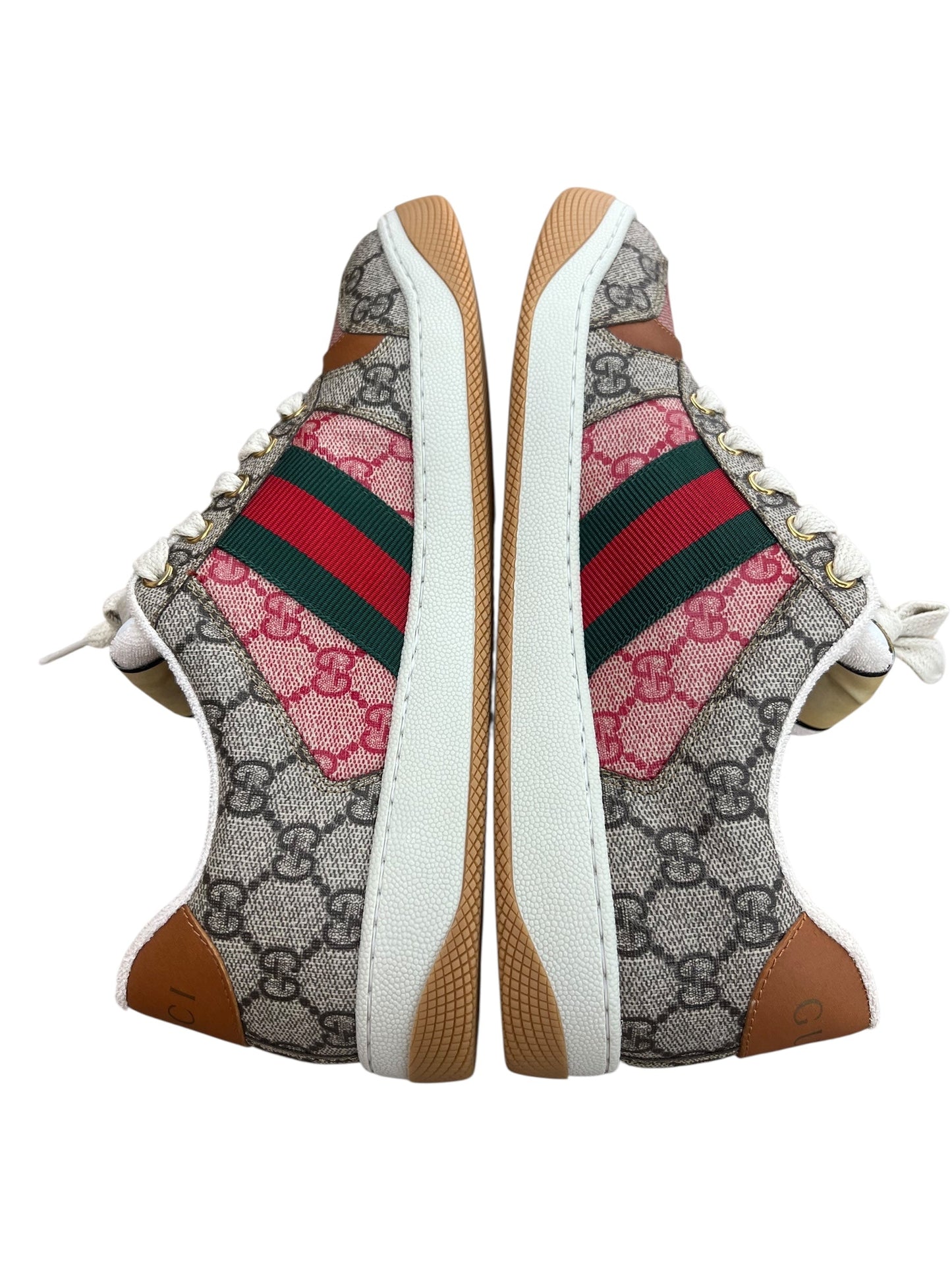 Shoes Luxury Designer By Gucci In Brown & Red, Size:10.5