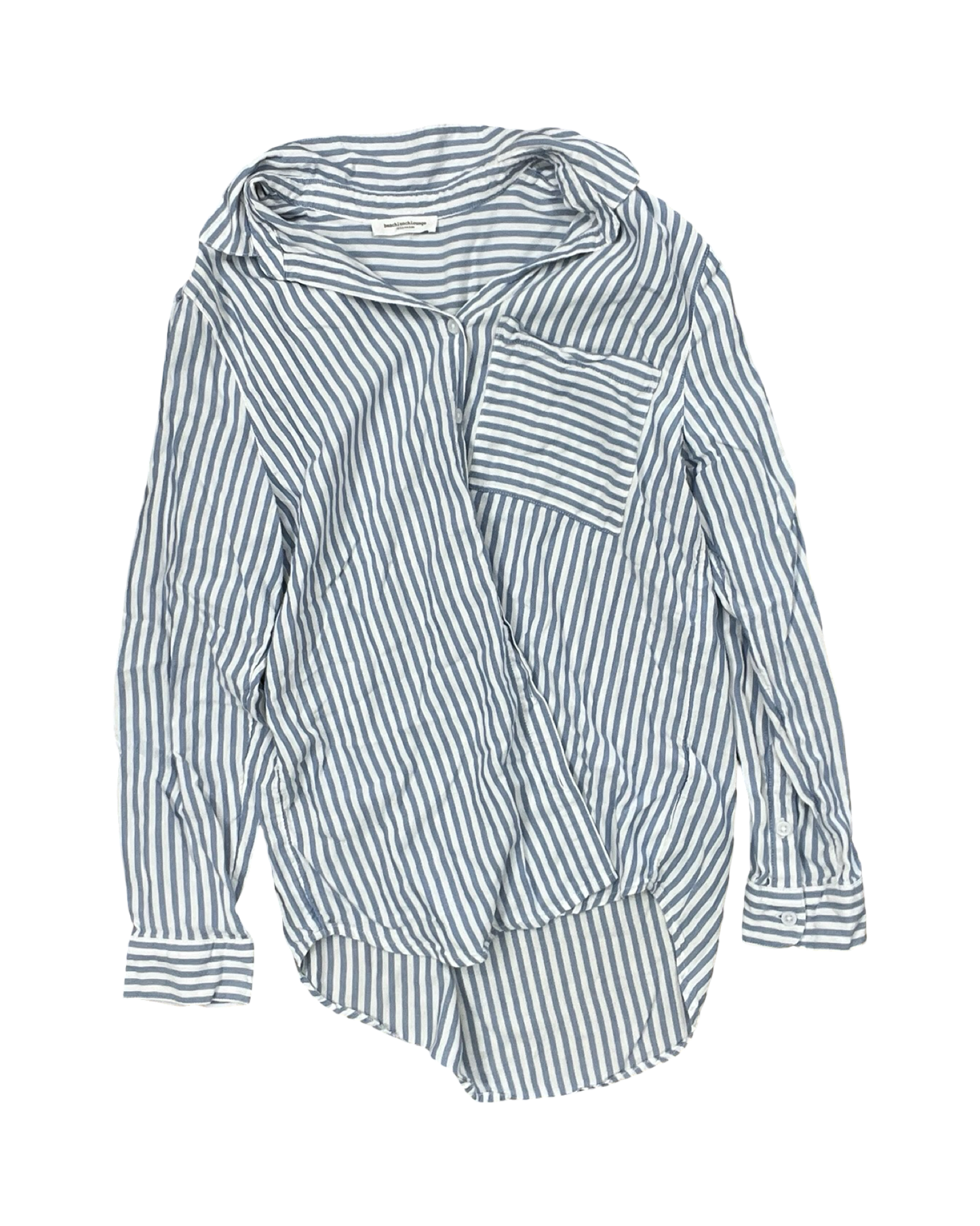 Blouse Ls By Beachlunchlounge In Blue & White, Size:M
