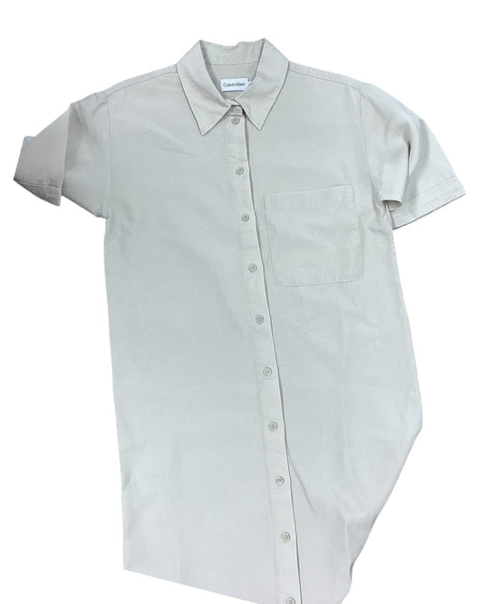 Dress Casual Midi By Calvin Klein In Cream, Size:M