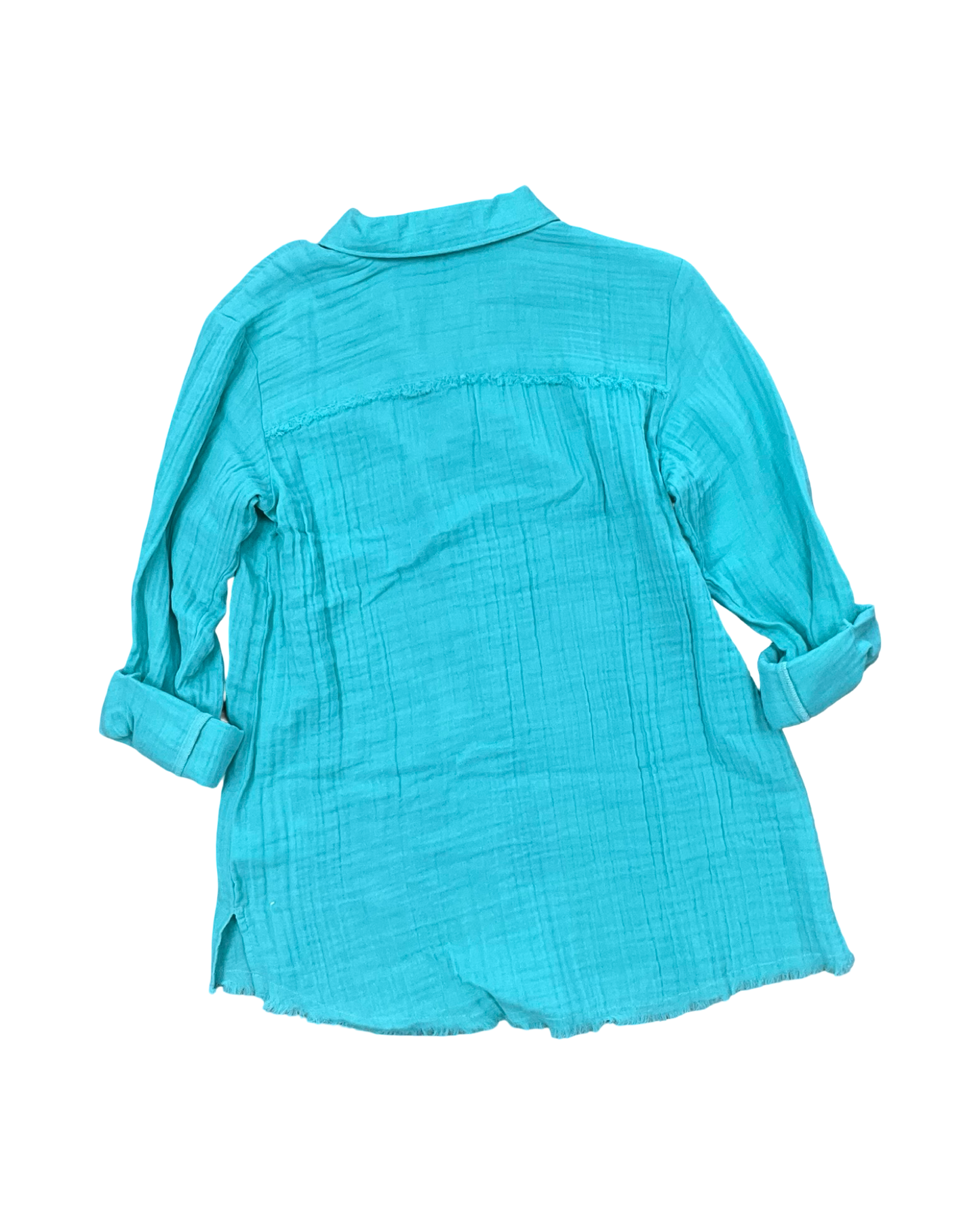 Blouse 3/4 Sleeve By Natural Reflections In Green, Size:S