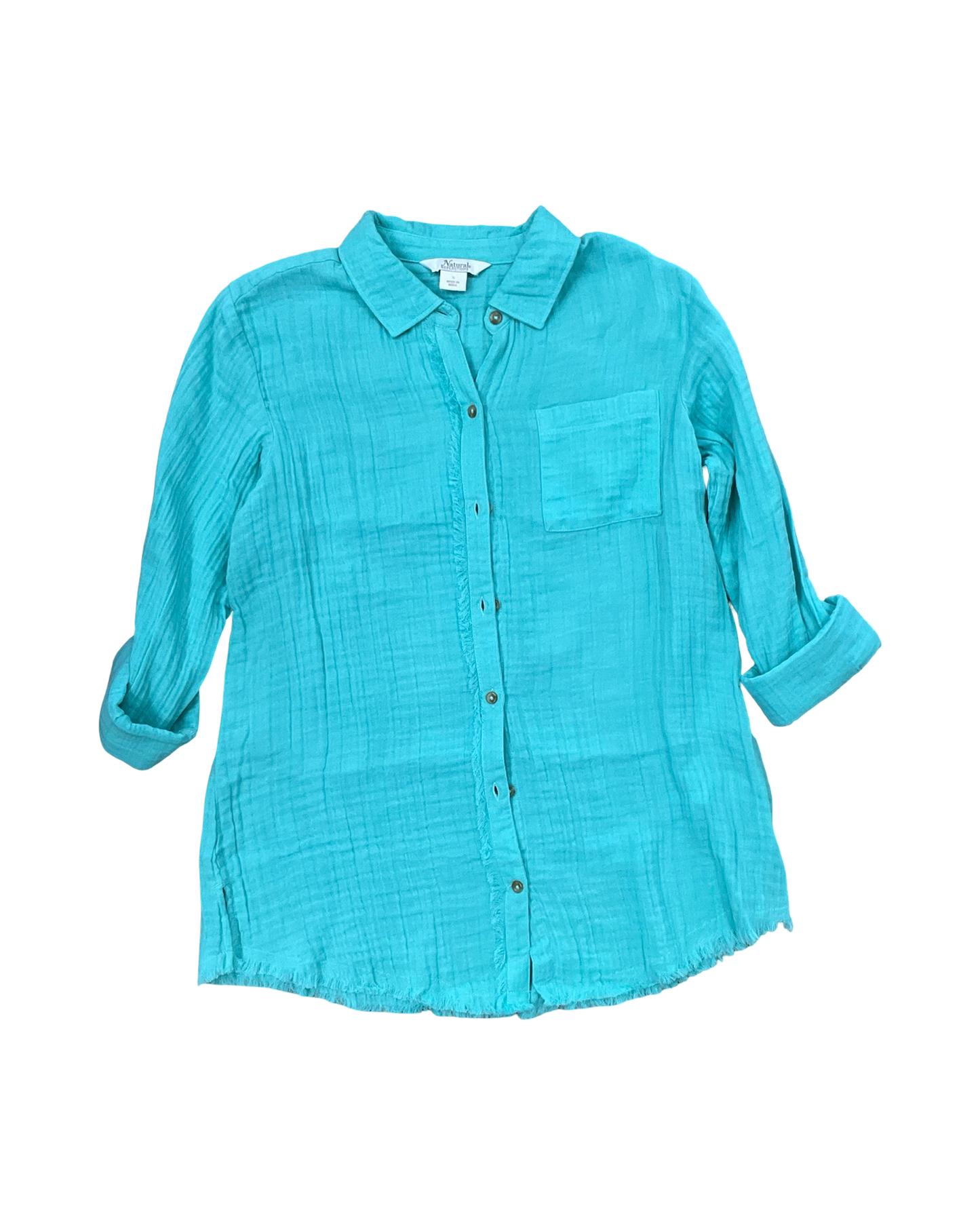 Blouse 3/4 Sleeve By Natural Reflections In Green, Size:S