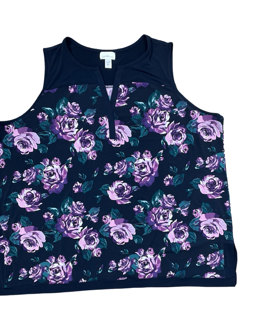 Top Sleeveless By Jaclyn Smith In Navy, Size:3X