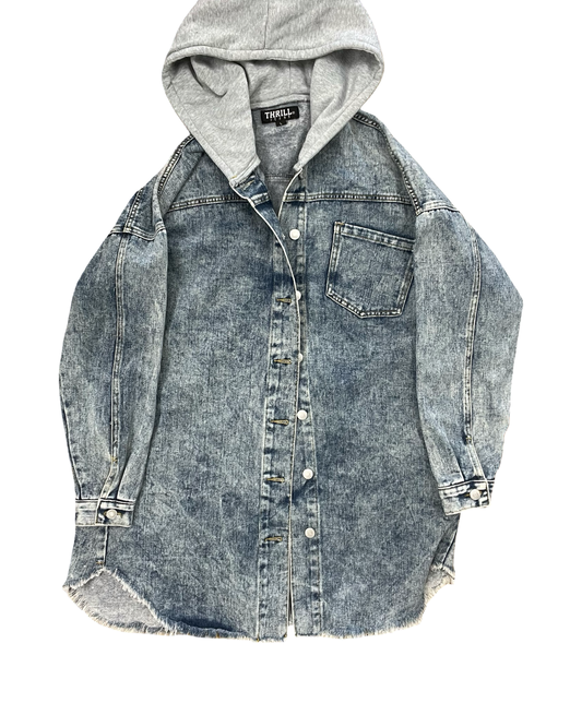 Jacket Denim By Clothes Mentor In Blue, Size:L