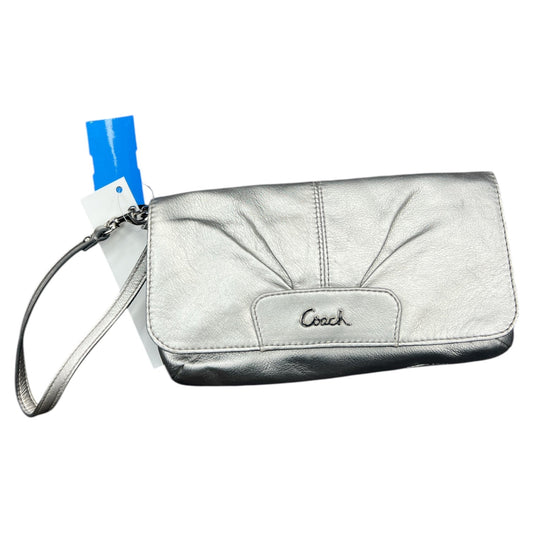 Wristlet Designer By Coach In Silver, Size:Large