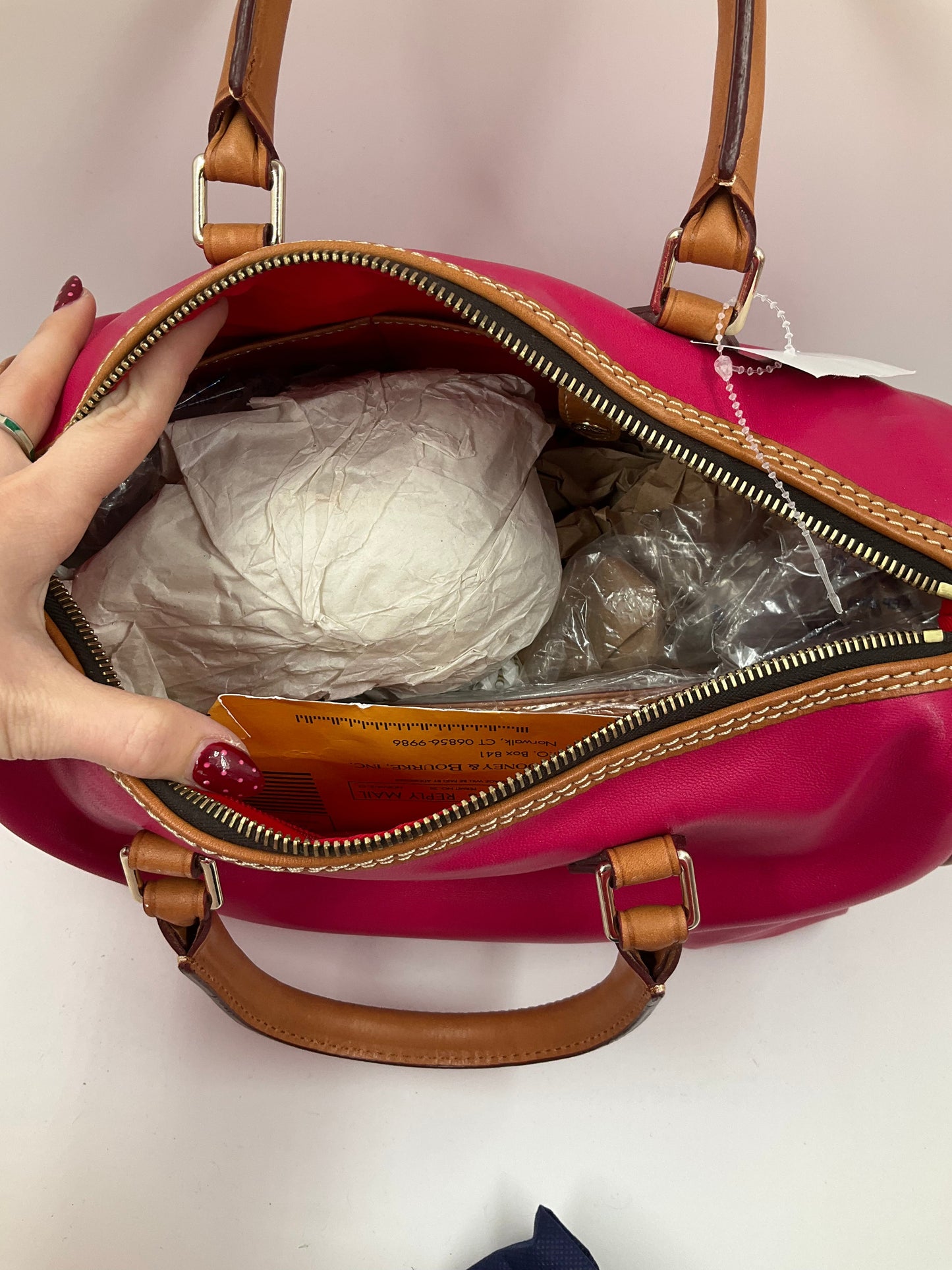 Handbag Designer By Dooney And Bourke In Pink, Size:Medium