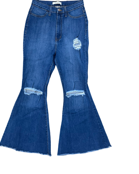 Jeans Flared By Clothes Mentor In Blue, Size:10
