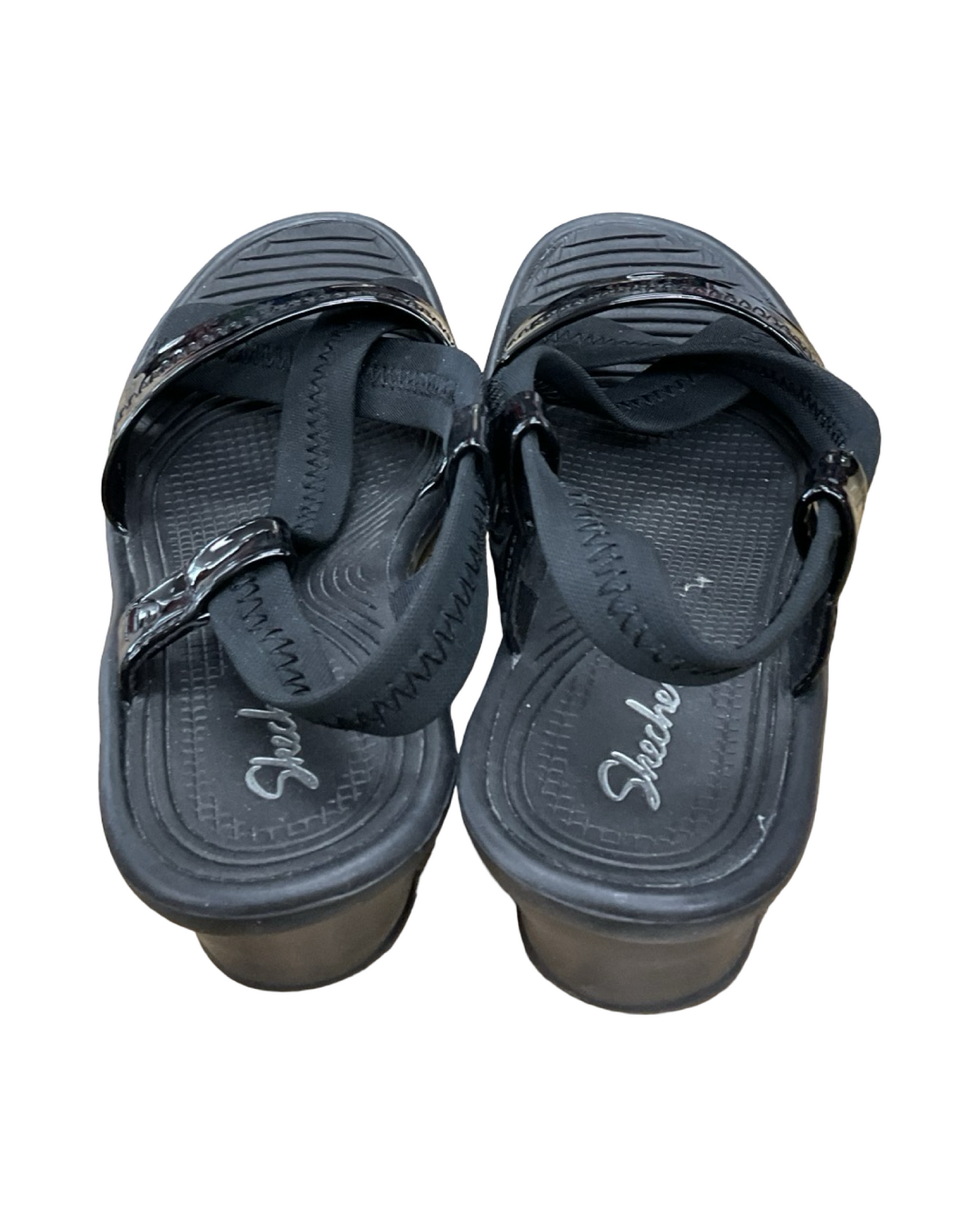 Sandals Heels Block By Skechers In Black, Size:8
