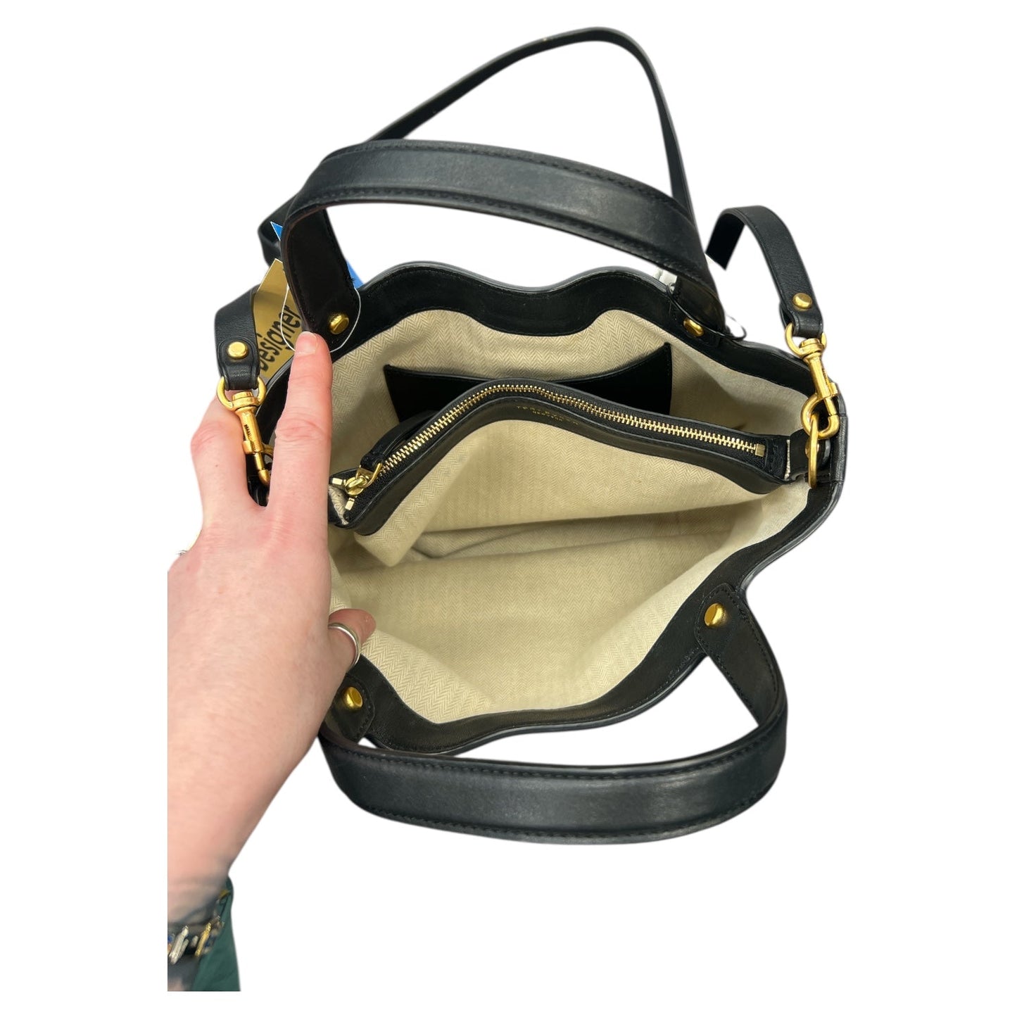 Handbag Designer By Tory Burch In Black, Size:Medium