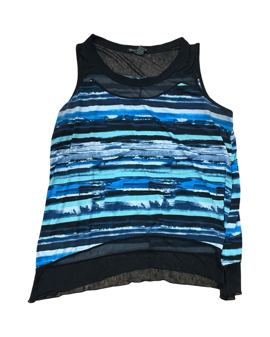 Top Sleeveless By Suzie In The City In Black & Blue, Size:2X