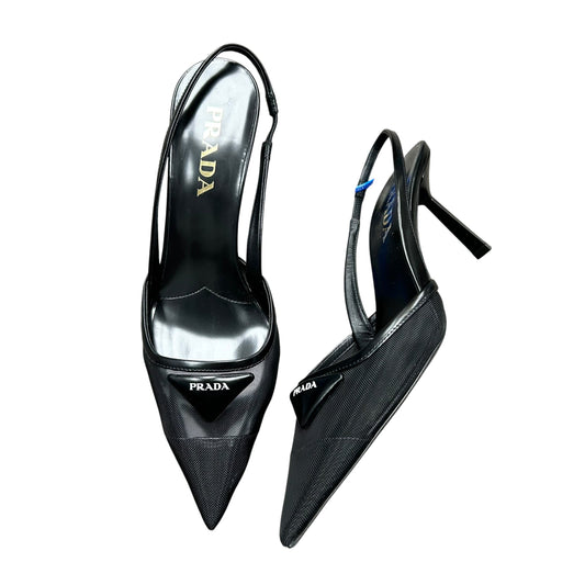 Shoes Luxury Designer By Prada In Black, Size: 6.5