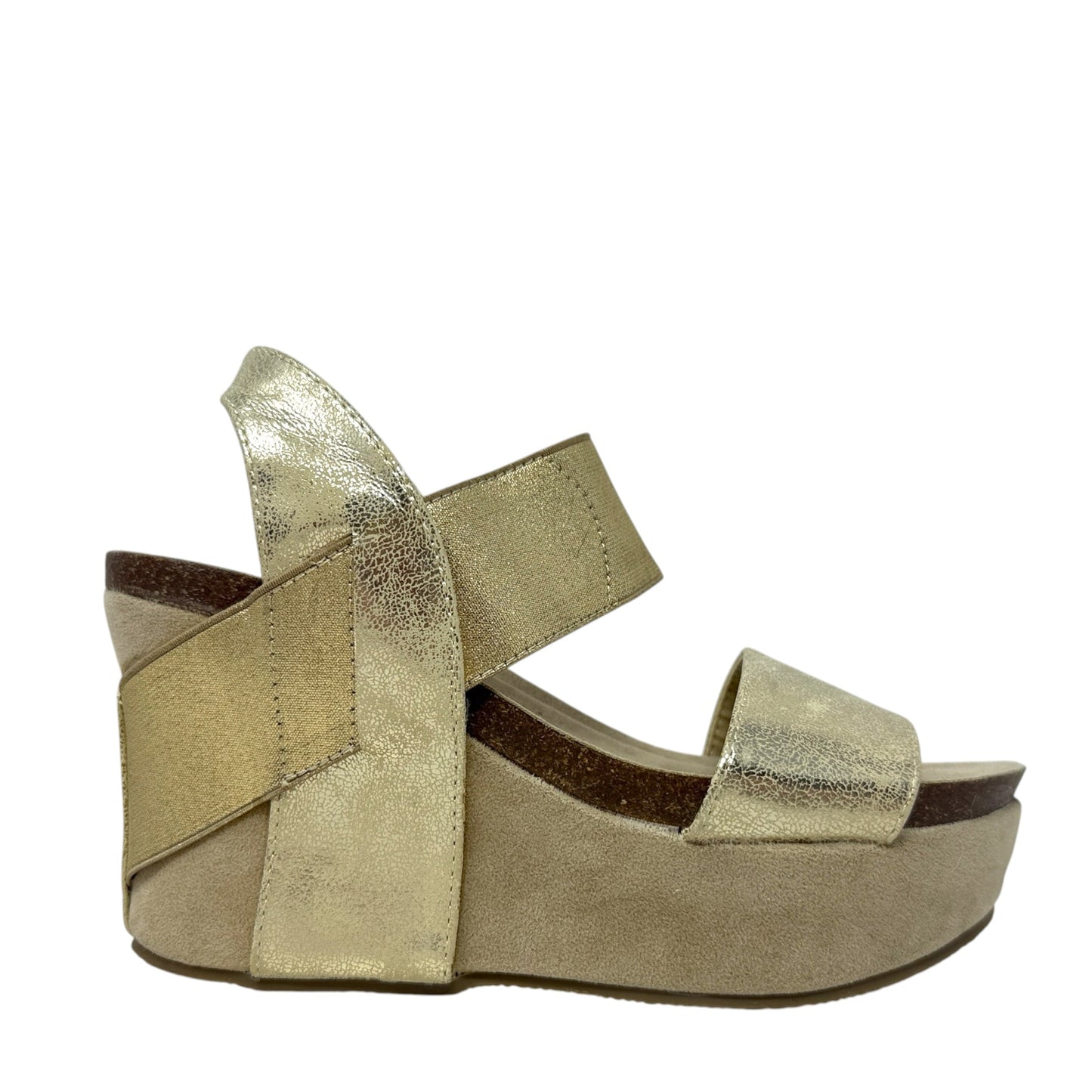 Truce Wedge Sandals By Nature Breeze In Gold, Size: 5.5