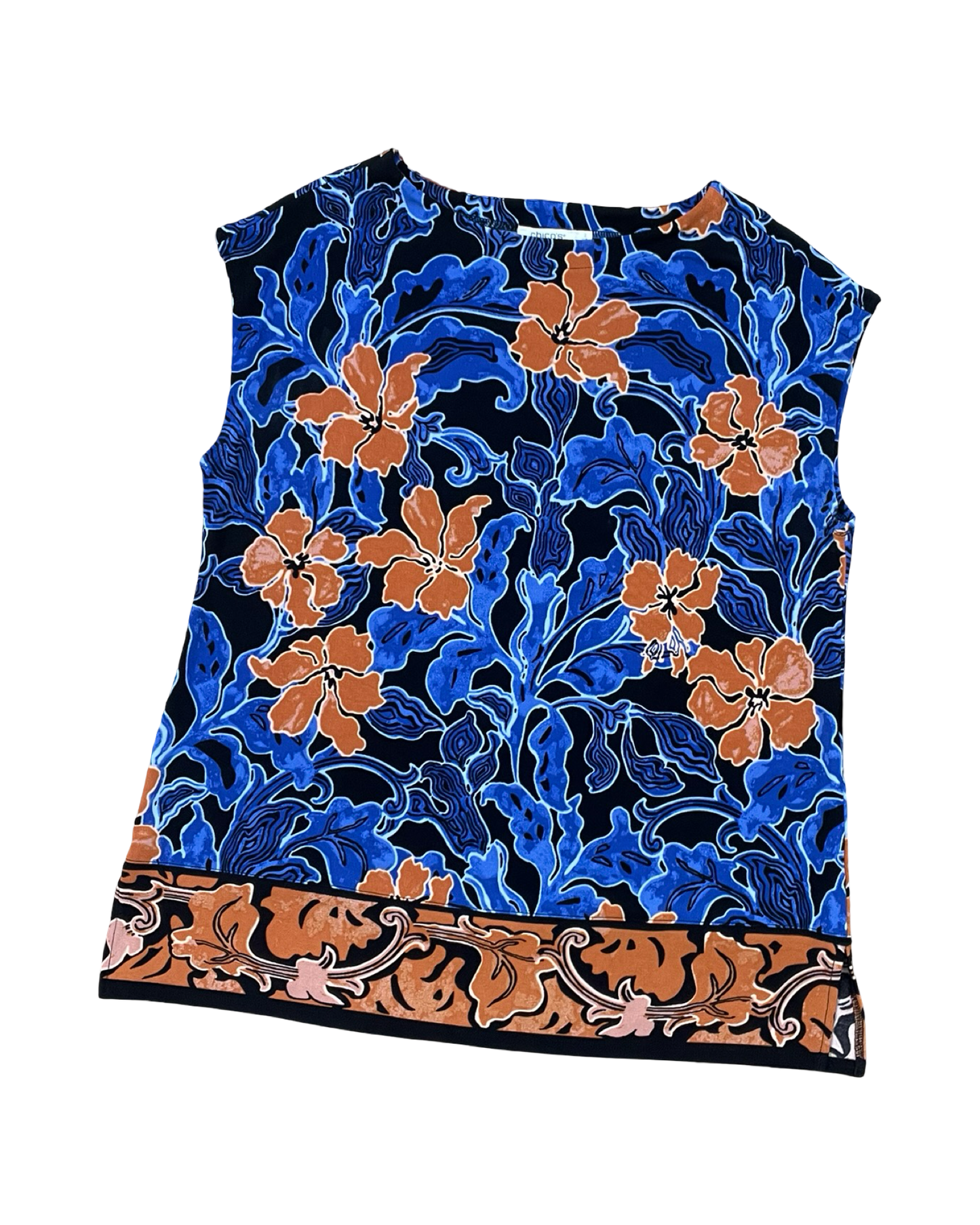 Top Ss By Chicos In Blue & Orange, Size:L