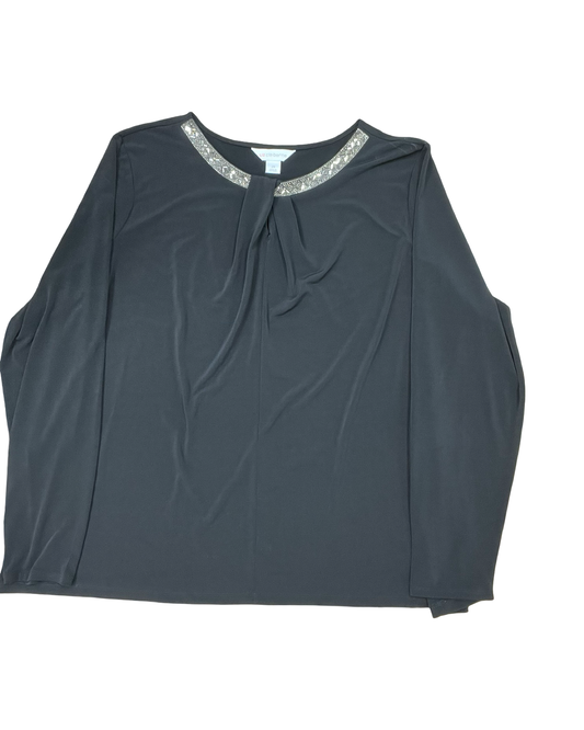 Top Ls By Liz Claiborne In Black, Size:2X