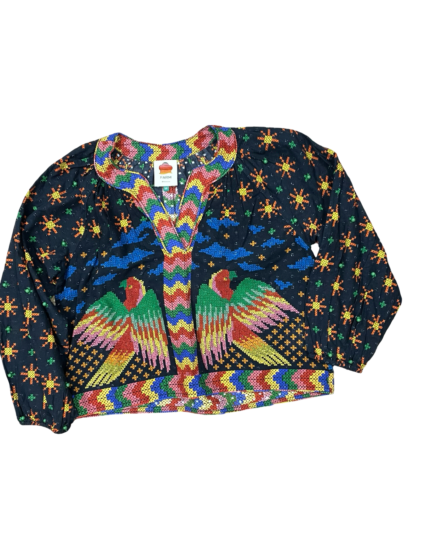 Top Ls By Farm Rio In Black, Size:Xs