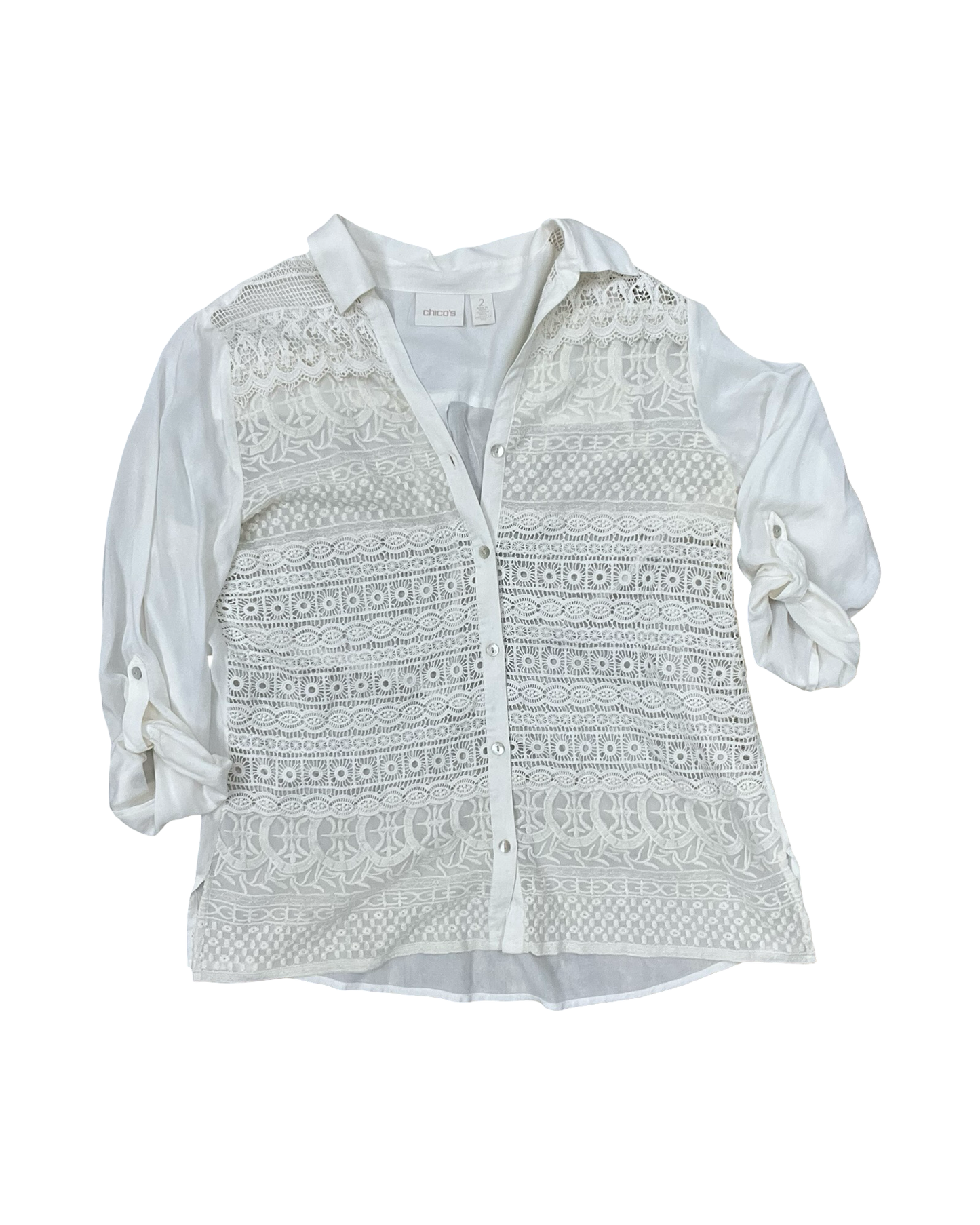 Blouse Ls By Chicos In Cream, Size:L
