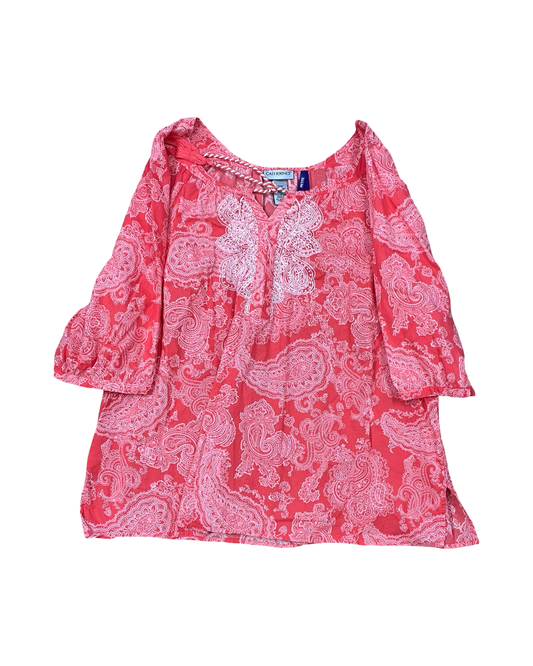 Top 3/4 Sleeve By Catherines In Red & White, Size:1X