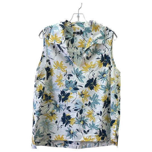 Top Sleeveless By KAL REIMAN In Blue & Yellow, Size:Xl
