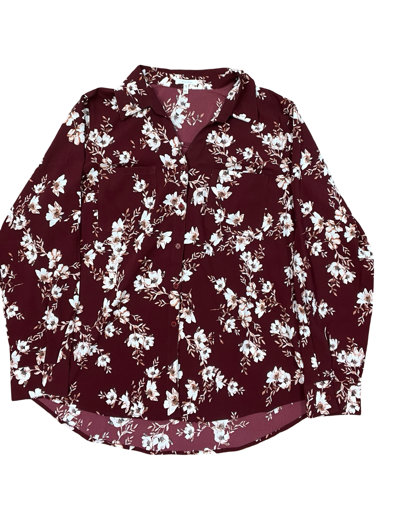 Blouse Ls By Maurices In Maroon, Size:1X