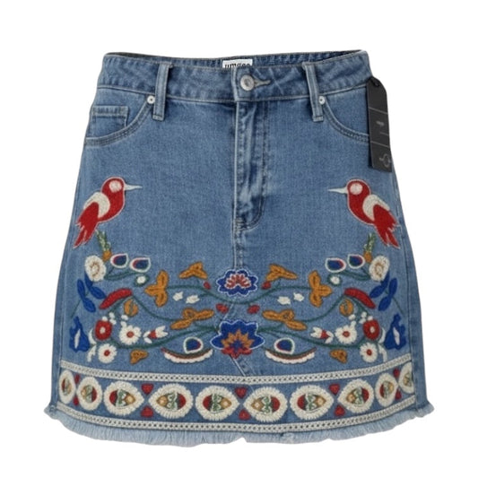 Embroidered Denim Mini Skirt By Umgee In Blue, Size: L