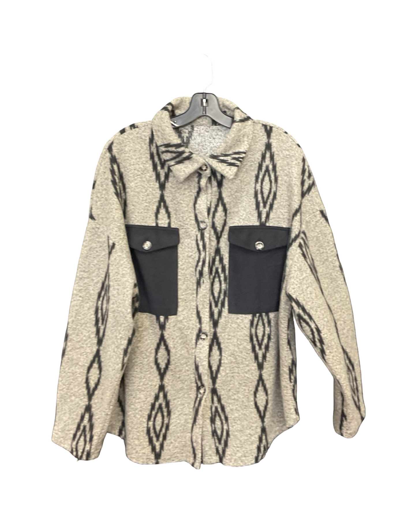 Jacket Shirt By Clothes Mentor In Grey, Size:Xl