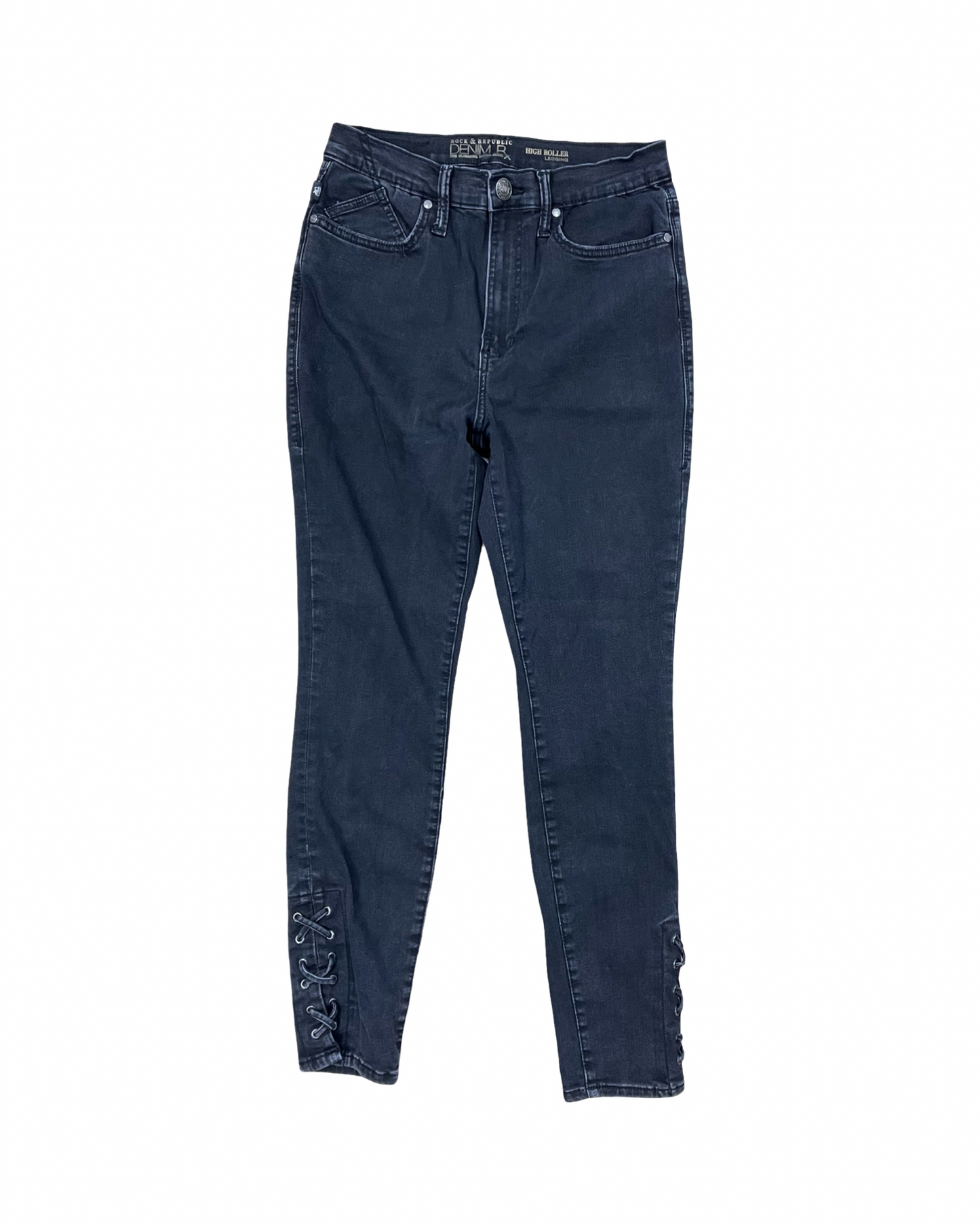 Jeans Skinny By Rock And Republic In Black Denim, Size:10