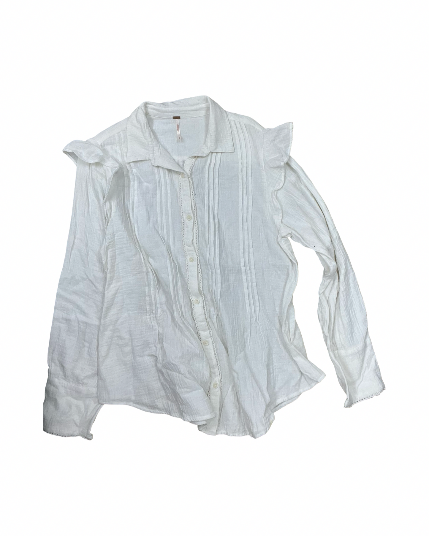 Blouse Ls By Free People In White, Size:M