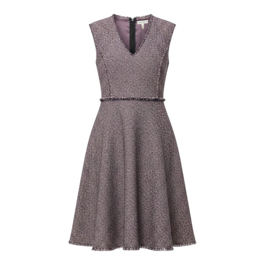 Stretch Tweed Fit & Flare Dress By Rebecca Taylor In Black & Pink, Size: 2
