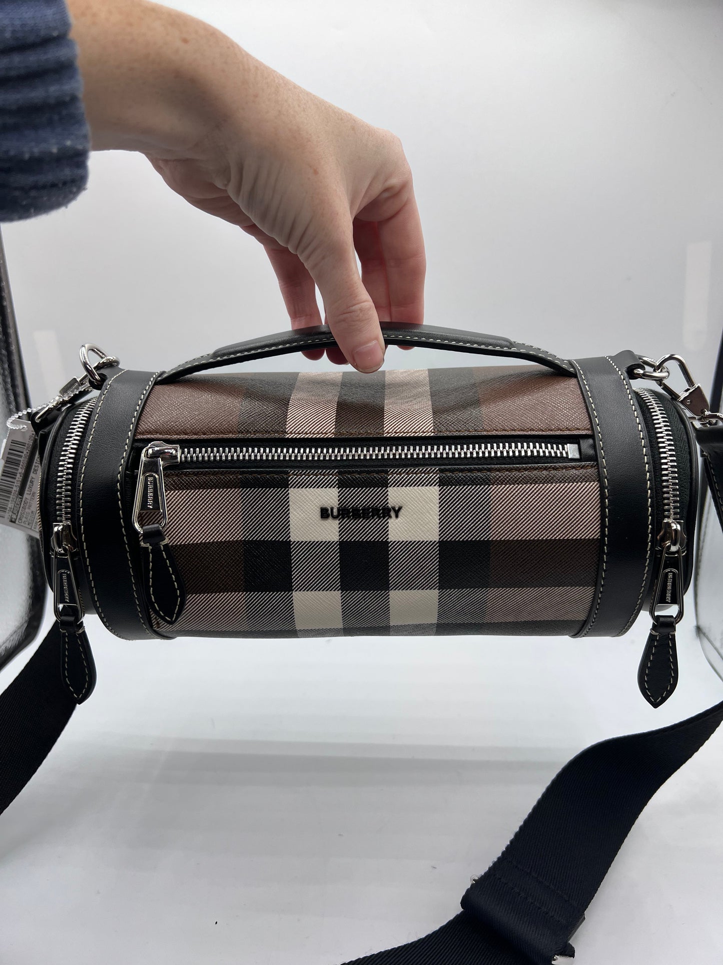 Crossbody Luxury Designer By Burberry In Plaid Pattern, Size:Medium