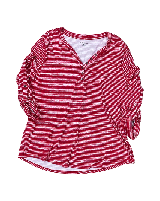 Top 3/4 Sleeve By Relativity In Red & White, Size:Xl
